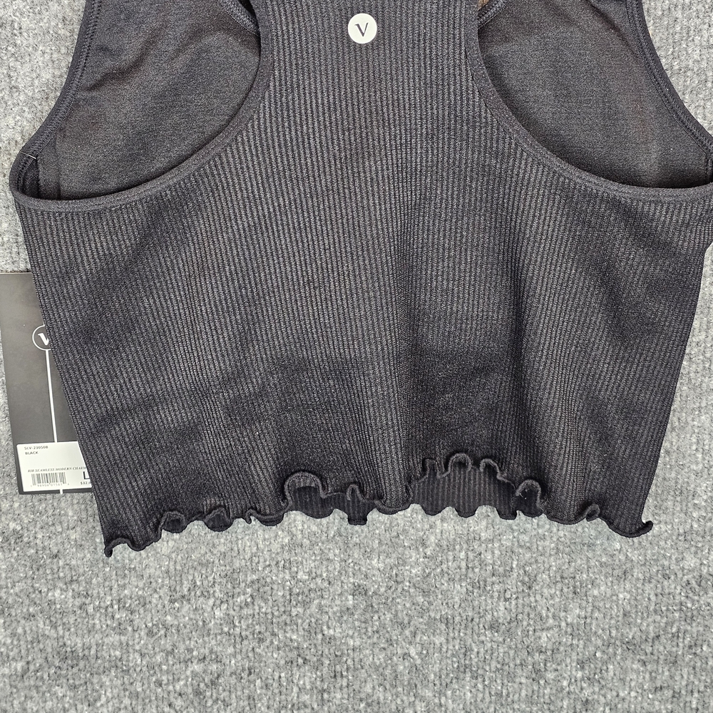 NWT Velocity Black Ribbed Racerback Crop Tank Top Size: Large - Picture 5 of 8